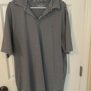 Vineyard Vines navy and White Striped Polo